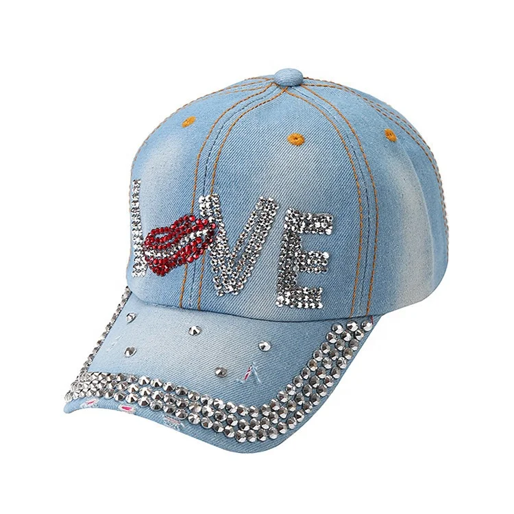 Wholesale Bling Rhinestone Custom logo Sport Dad Outdoor Baseball other hats & caps For Women Men