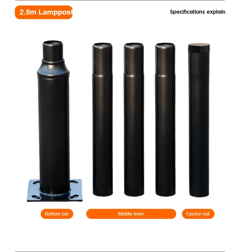 Outdoor Adjustable Light Pole Wholesale Price Good Quality Factory Directly Sale Modern Lamp Post Galvanized Steel Split Type