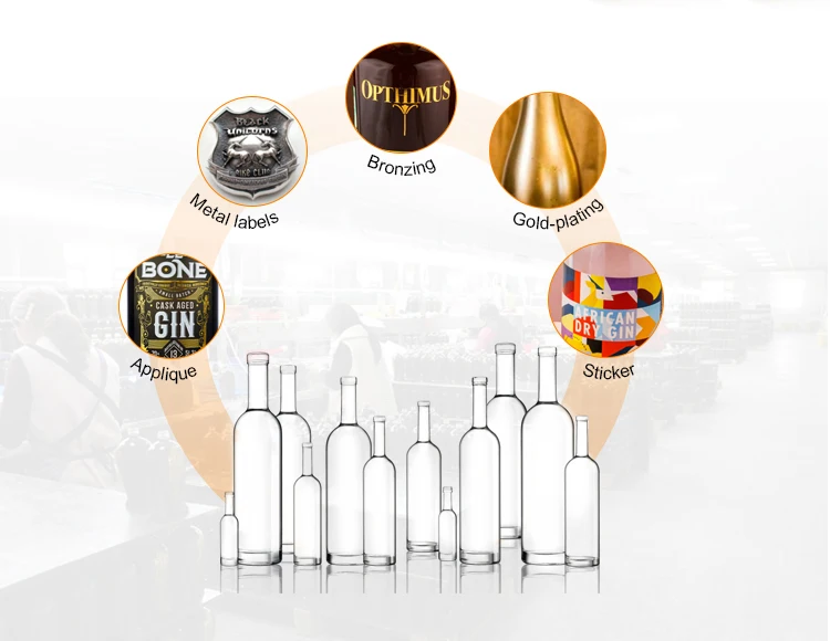 700ml Liquor Glass Bourbon Bottle Spirits Bottles Whiskey Wine Glass Bottle For Gin Rum Alcohol Whisky Vodka Fill