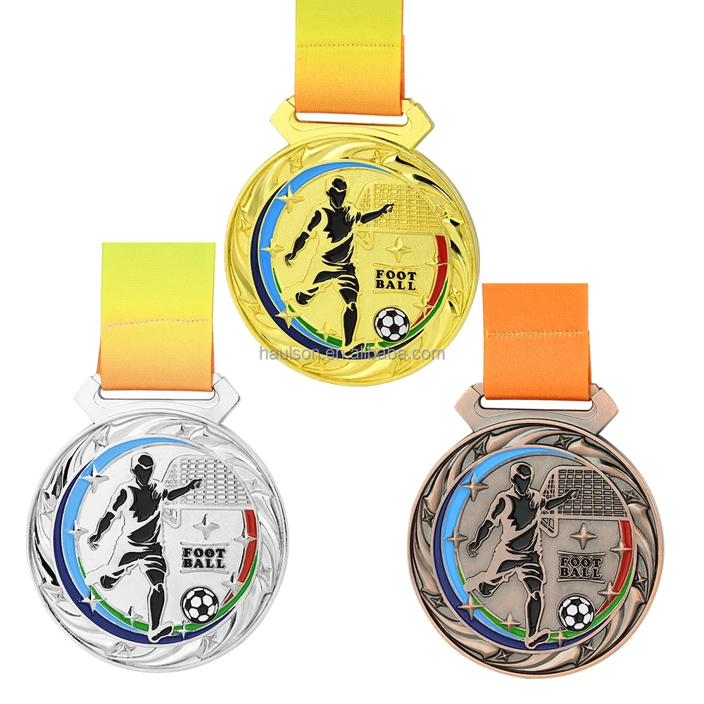 Wholesale Soccer Sports Medals Zinc Alloy Gold Silver Bronze School Supplies American Football Club Award Medals