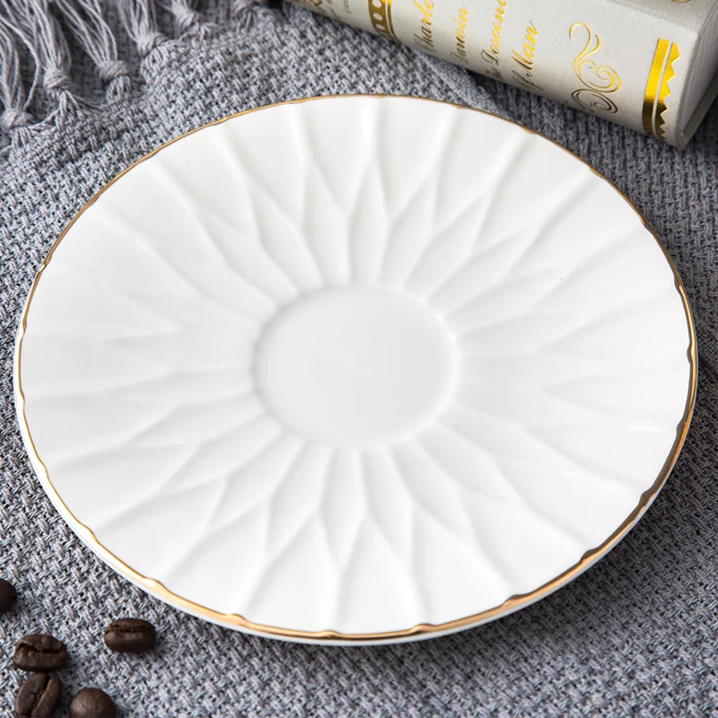 European Style Tea Cup & Saucer Set With Gold Handle