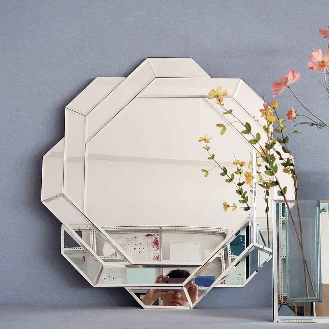 unique decorative frameless Irregular beveled edge glass Wall Mirror for Living Room Bedroom Bathroom Entryway Wall Decor