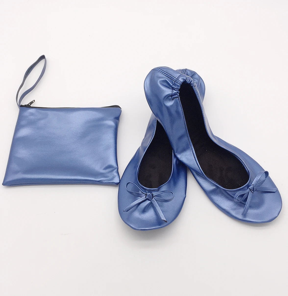 Cheap OEM custom navy blue folding women shoes