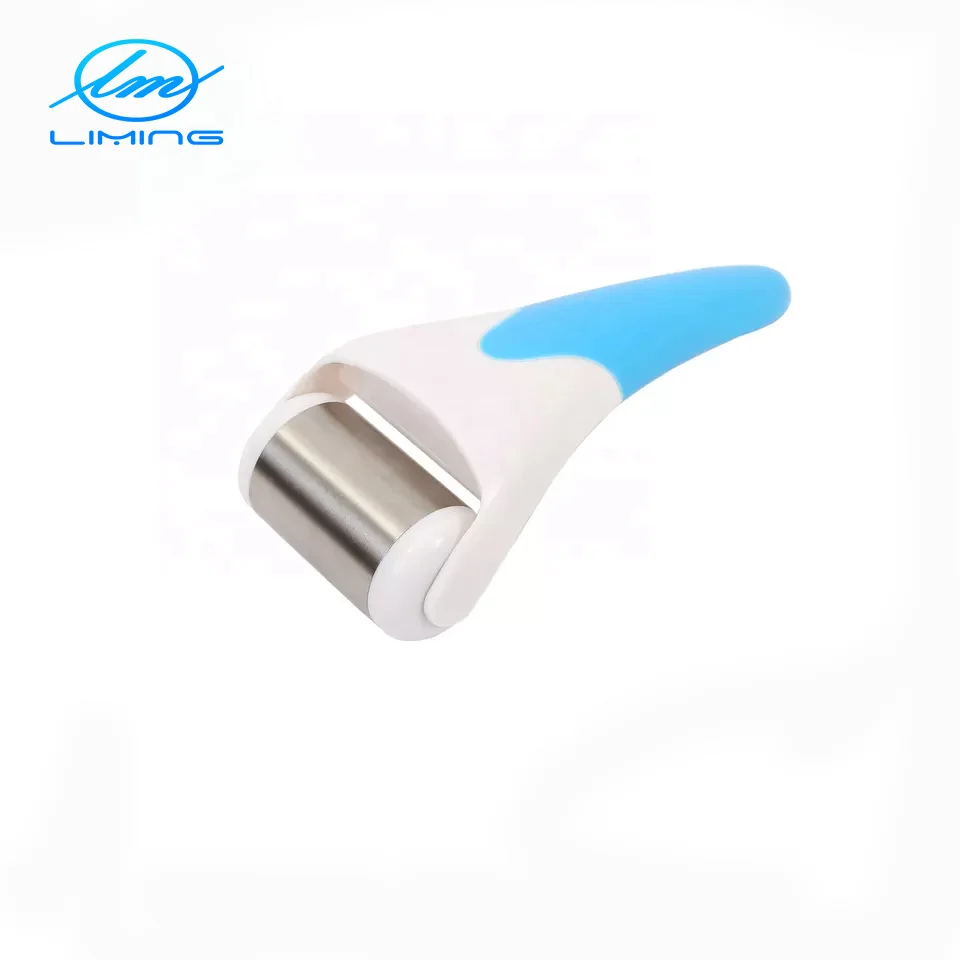 New popular Stainless Steel Leather Rolling ice roller skin face cool ice massager ice roller