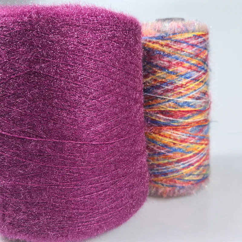2024 100% Nylon 15s Colorful Long Hair Mink Fancy Yarn 1.3cm Feather for Knitting Long Plush Mink Cashmere Mink Yarn