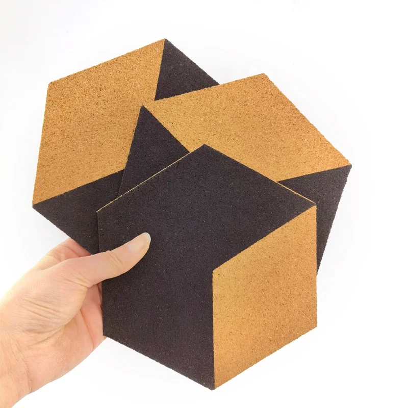 Hot selling good quality bulletin hexagon black self adhesive wall cork board