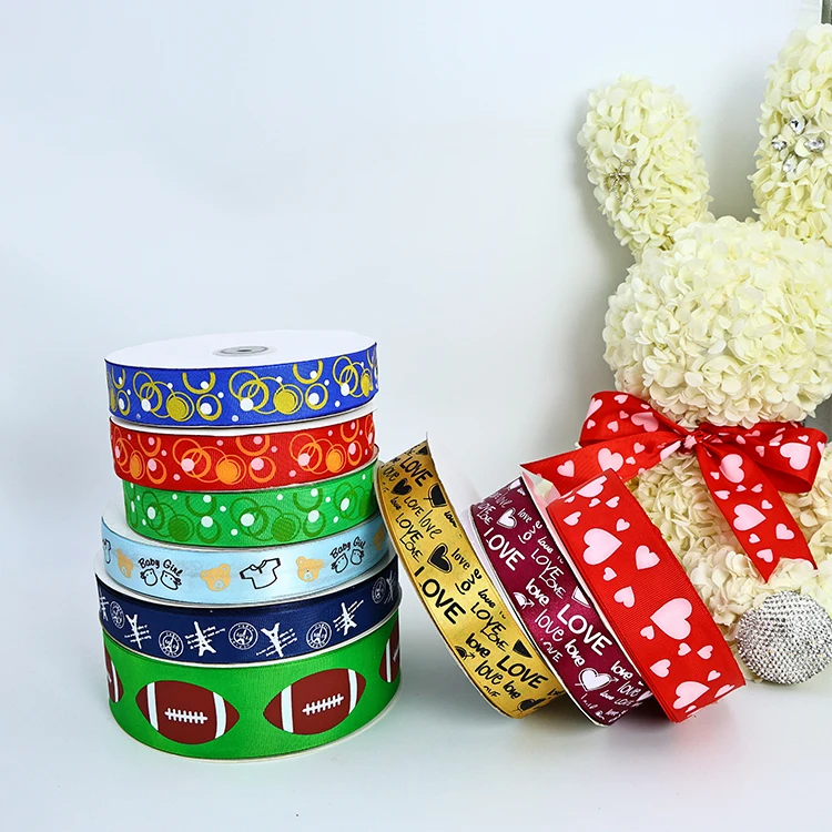 Custom Printed LOVE Grosgrain Ribbon Satin 100% Polyester Gift Wrapping Clothing Accessories Party Decorations High Quality