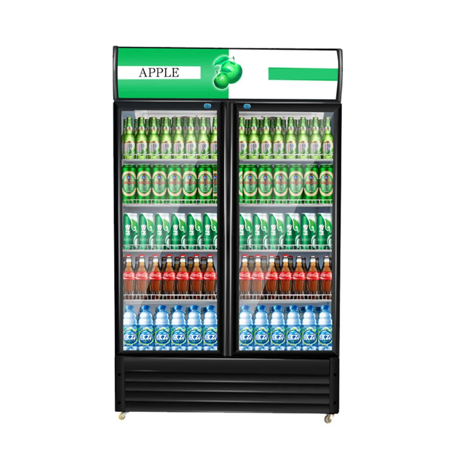 Ultra-low Degree Freezer Commercial Upright Double Glass Door Beverage Refrigerator Vertical Display Cabinet