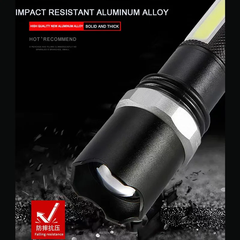 factory wholesale high quality aluminium alloy emergency bat tactical bright flashlight