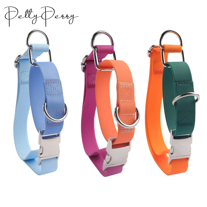 New Design Luxury Waterproof Double Ring dual Custom Color Dog Collar Pvc Martingale Dog Collar For Training