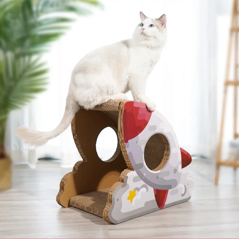 Wholesale Multi-size Rocket Design Corrugated Cat Toys Scratcher House Cat Scratcher Cardboard
