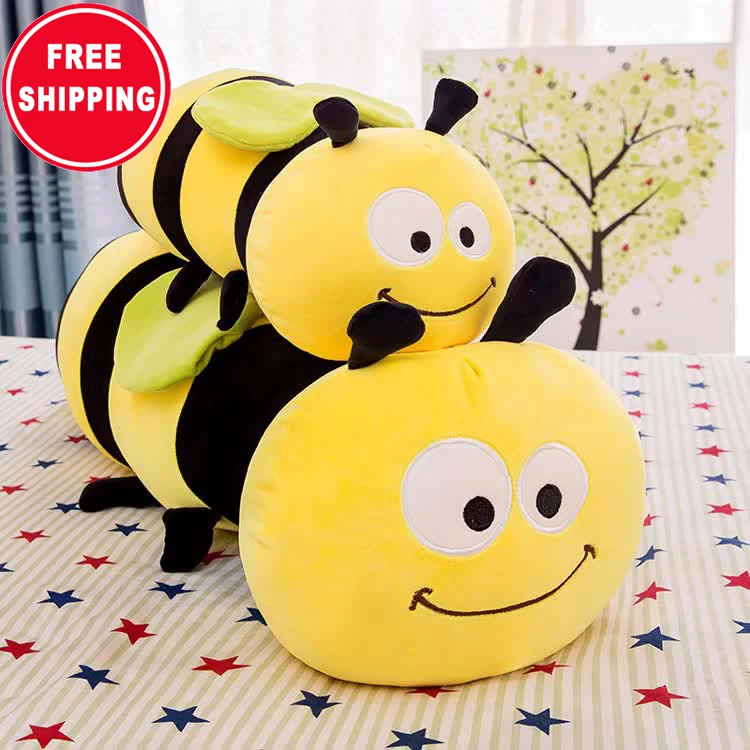 Aliexpress Hot sale Creative soft bee plush stuffed toys doll striped sleeping pillow toy for kids birthday gift
