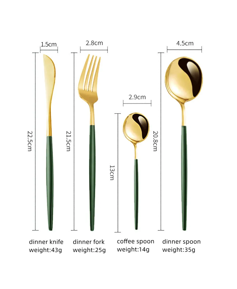 24pcs Gold Flatware 6 People Eating Utensils Forks Spoons Knives 410 Stainless Steel Cutlery Gift Box Set