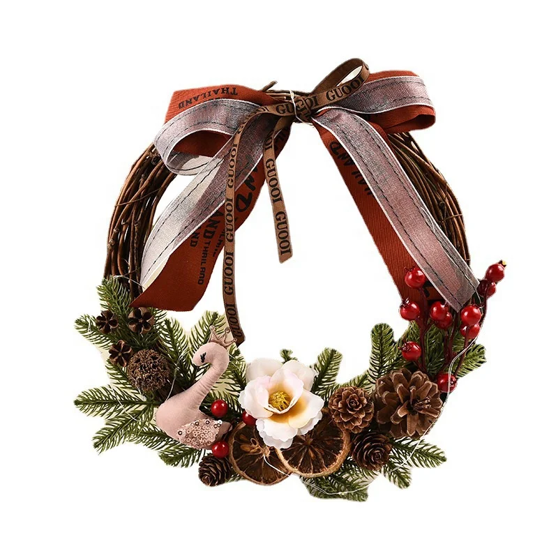 2022 Christmas Garlands & Wreaths Ribbon Outdoor Indoor Christmas Wreath Garland Ornaments Christmas Decorations