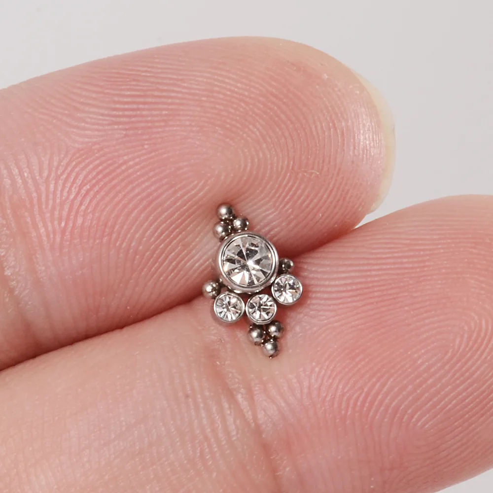 YW 1.2mm Titanium Ear Tragus Helix Cartilage Piercing Surgical Steel Flat Studs Lip Stud Earrings for Women Labret Jewelry