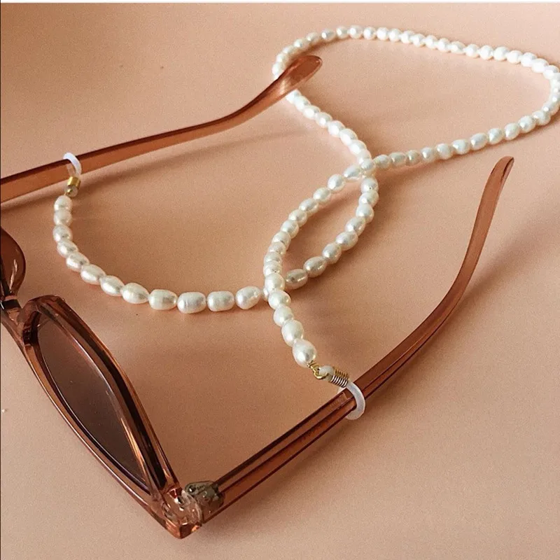 Модные аксессуары для очков Minstone, цепочка для очков с натуральным жемчугом 60 см