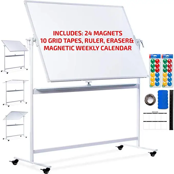 
48x36 Classroom Dry Erase Mobile Magnetic Double Sided Whiteboard   Large Rolling Whiteboard with Stand on Wheels Magnet  Eraser  (62417386375)