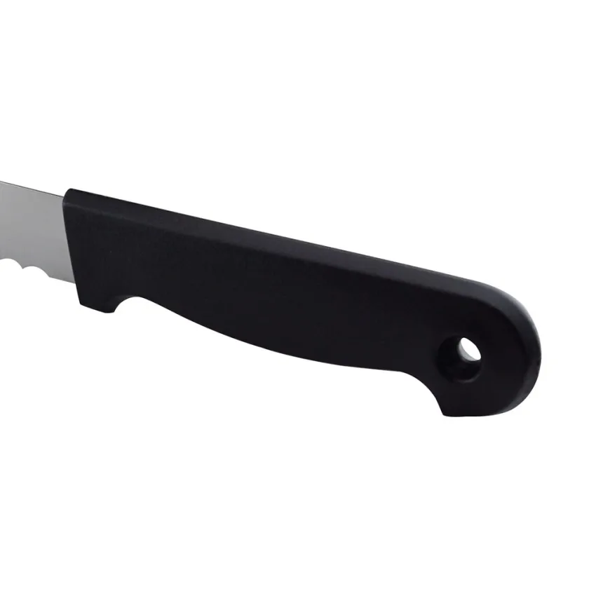 8 Inch Black PP Handle Serrated Blade Bread Knife Cake Server Knife