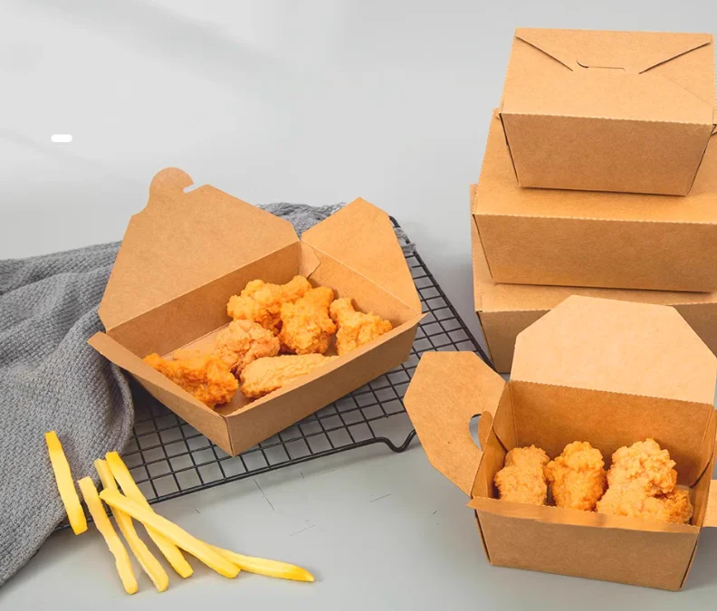 Kraft paper lunch box disposable takeaway box Fried rice Korean fried chicken paper box salad bento picnic lunch