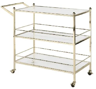
Metal 2-Tier Service Trolley Household Restaurant Hotel Wine Water Gold Serving Cart 