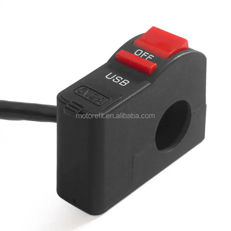 RTS Motorcycle usb charger waterproof 12V Headlight Switch with USB Outlet 2A turn signal switch 22mm handlebar for ATV Boat