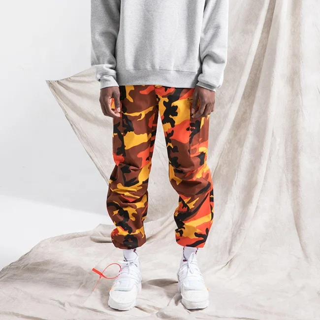 Stock fog couple straight camo printed military casual pants fashion color usa street multi pockets loose cargo pants hot sale
