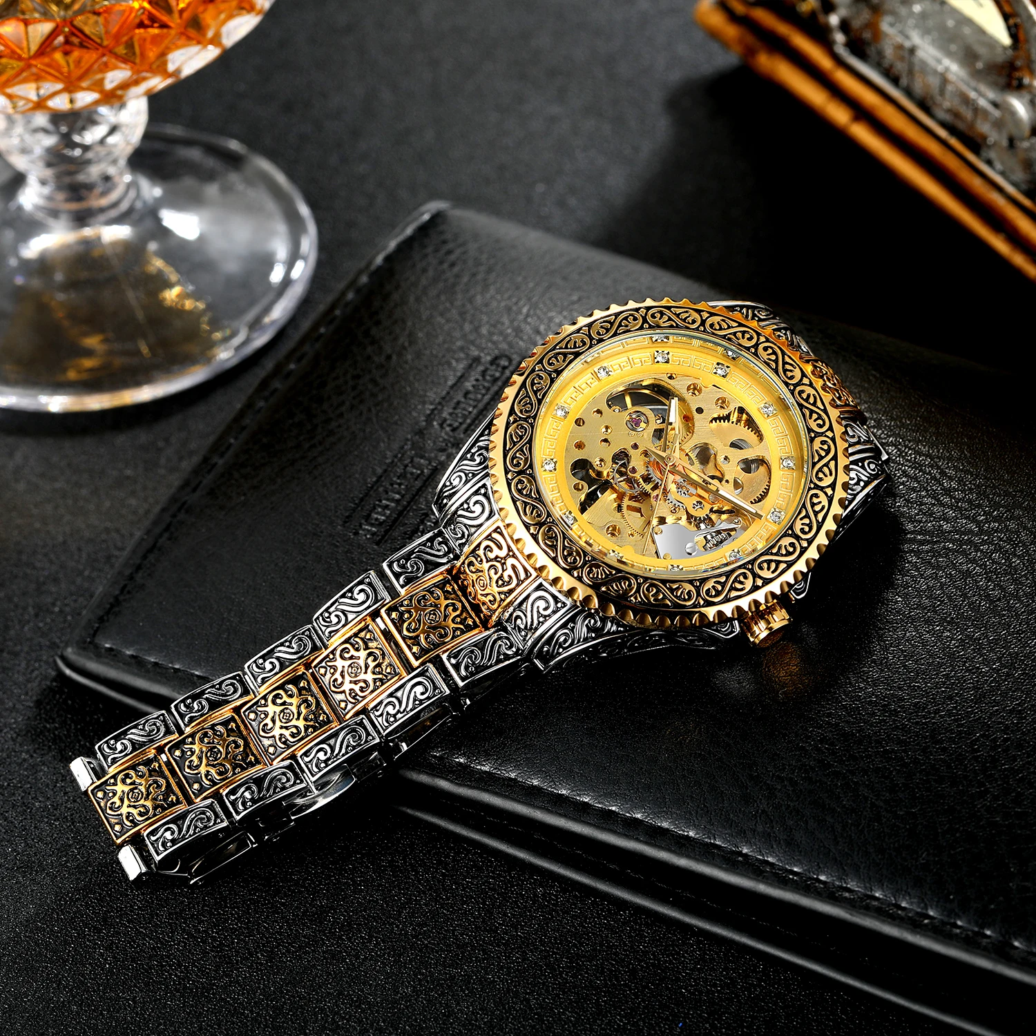 Роскошные мужские наручные часы в стиле ретро с ремешком из нержавеющей стали