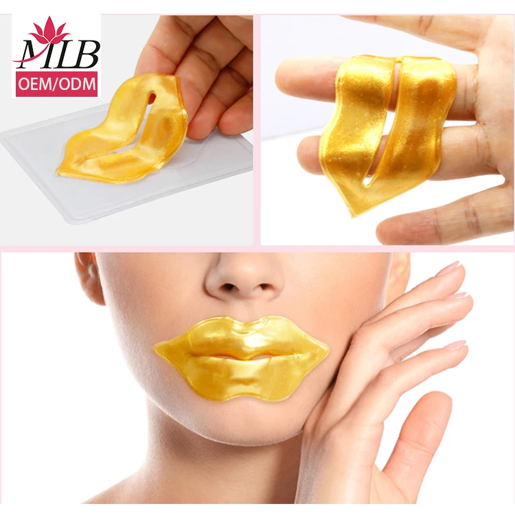 Skin Care Hydro Collagen Gold Gel Lip Mask Supplier Plump Peach Moisturizing 24k Gold Pads Lip Collagen Mask Private Label