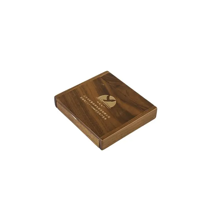 DS Custom Wholesale Walnut Medal  Wooden Souvenir Foldable Handmade Laser Engraving Wood Coin Gift Packaging Box