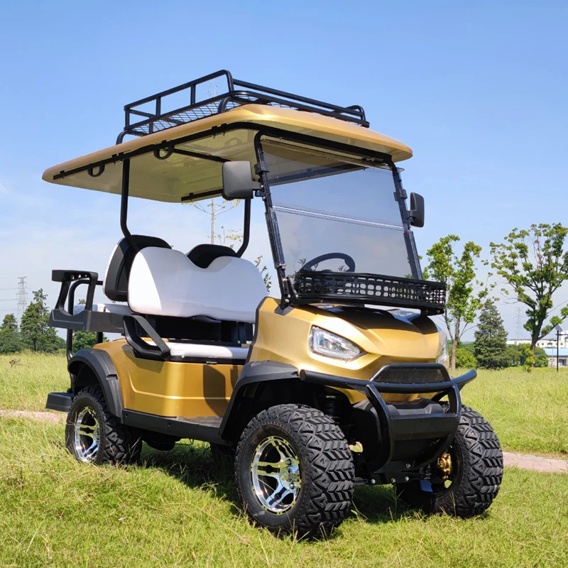 Electric Lithium Hunting Golf Cart 4 Seater 72v Golf Car With Folded Back Seat