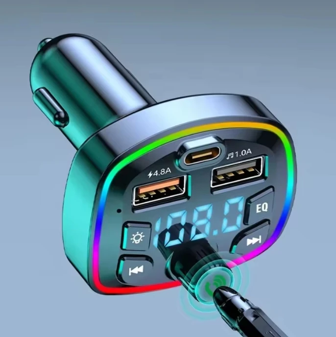 BT 5.0 Charger FM Transmitter MP3 Music Player PD 18W Type-C Dual USB Car Cigarette Lighter