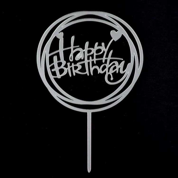 Hot Selling Round Shape Personalized Wedding Happy Birthday Acrylic Cake Topper Baby Shower Cupcake Topper