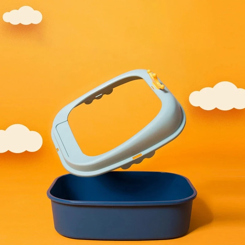Cat Litter Box Design Semi-enclosed Sandbox Big Space Toilet Detachable Prevent Splash Tray Goods for Kittens Cat Bedpans