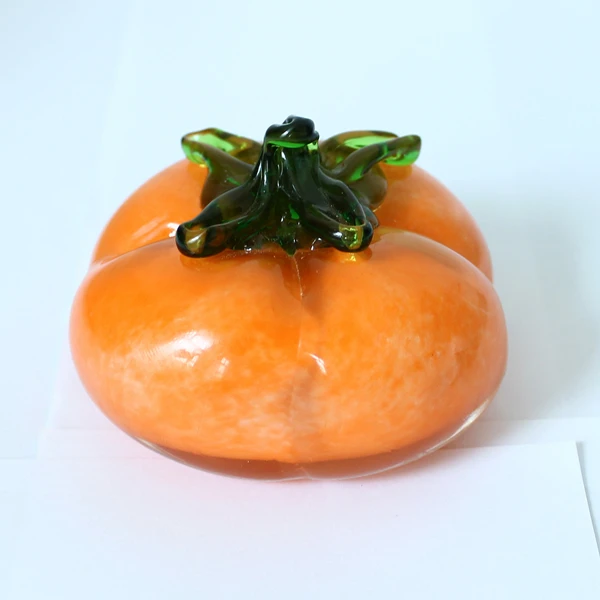 Solid color glass paperweight fruit glass persimmon
