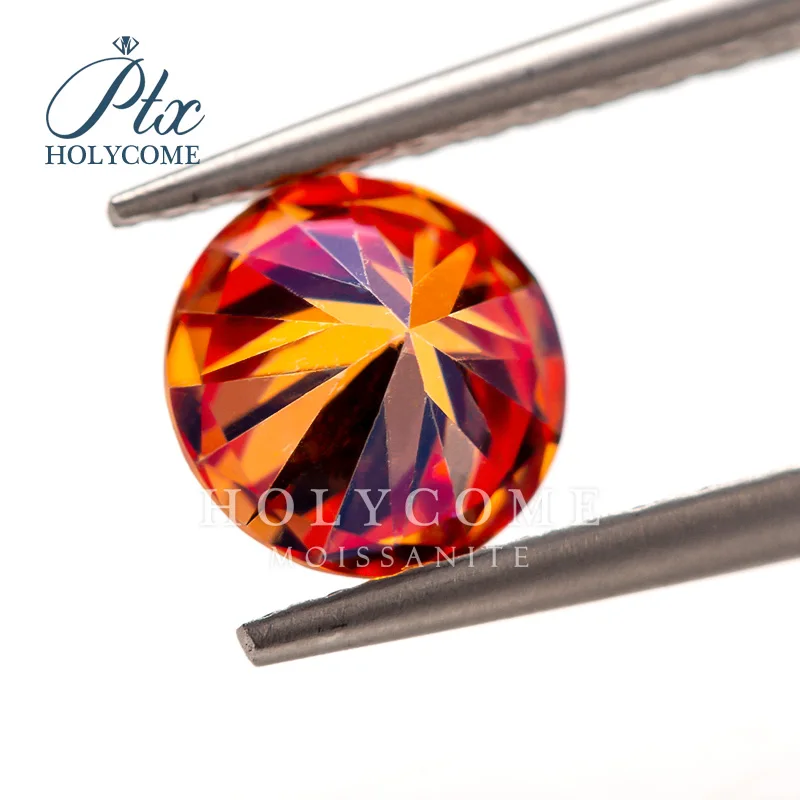 Manufacturer 3mm-10mm Red Round Cut Loose Gemstone Moissanite Stones Synthetic Diamond Stones Moissanite Holycome