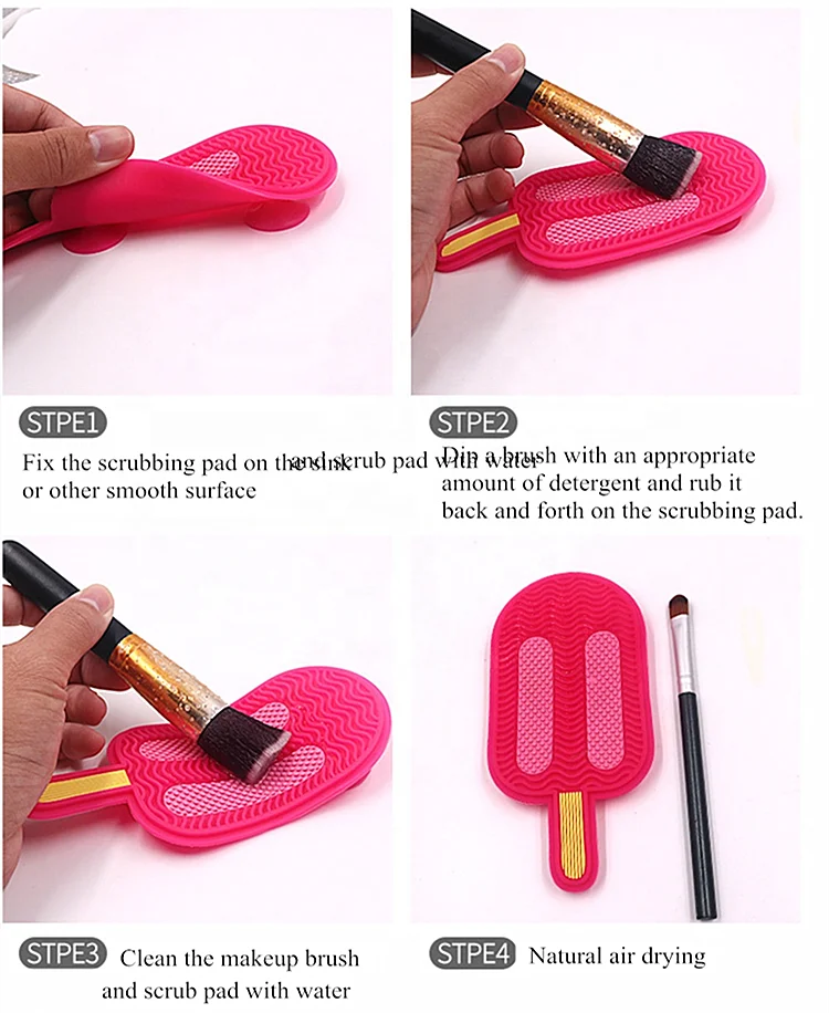 Hot Selling Portable Washing Tool Scrubber with Suction Cup,Brush Cleaner Pad, Silicone Makeup Brush Cleaning Mat