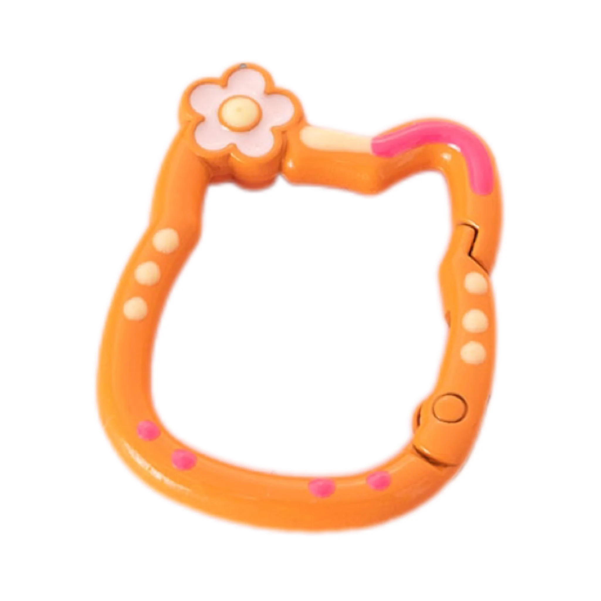 Heart-Shaped Cat and Bear Carabiner Keychain Openable with Spring Clasp DIY Metal Jewelry Buckle Connector for Dog Chain