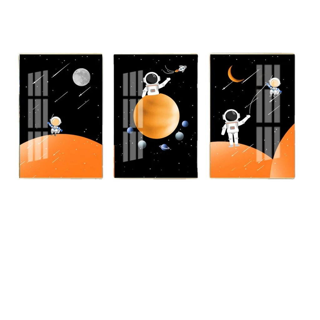 Wall frame home decoration prints art painting cartoon astronaut space planet space ship moon rocket