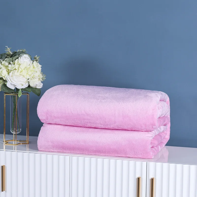 Wholesale Large Plush Travel Warm and Soft Polyester Cheap Solid Color throw Fleece Flannel Blanket