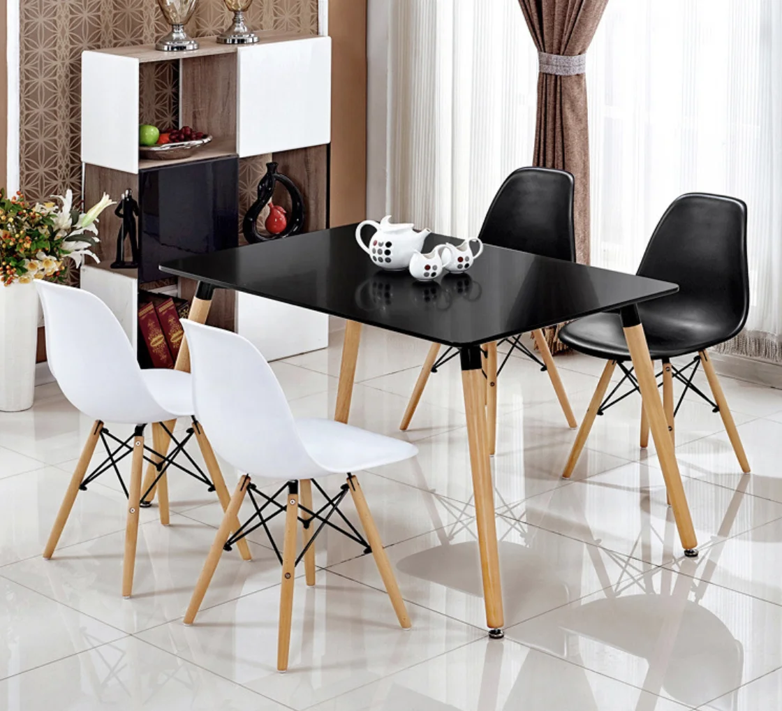 
Modern dining chairs set of 4 nordic style color PP plastic wood chairs for dining room 