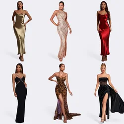 Fightail Evening Dress Women Embroidered Navy New 2023 Summer Evening / Formal Dresses Short Floral Pattern Trumpet Mermaid