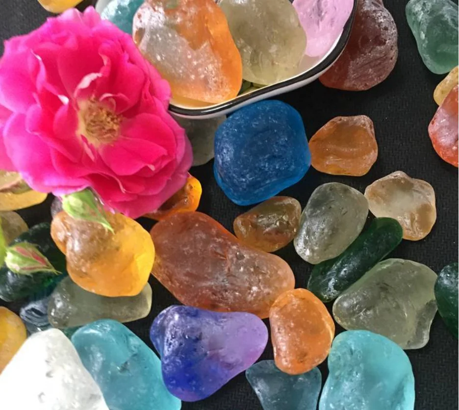 Large supply of high-quality colored glass rocks  landscaping glass sea glass landscaping