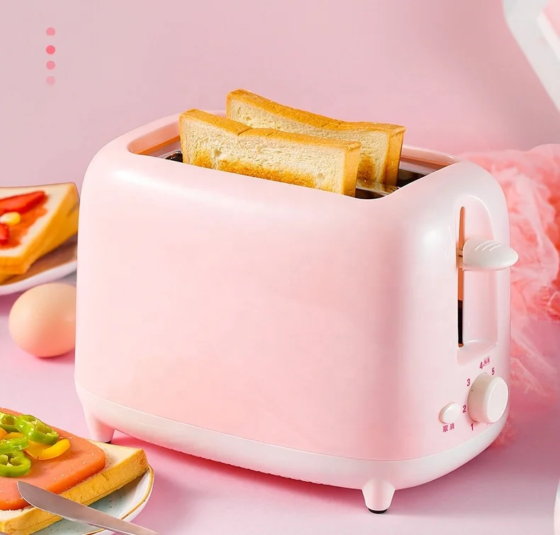 2022 popular 2 slice customize logo on bread auto center shutoff anti jam burger cool touch pink lady toaster with cover