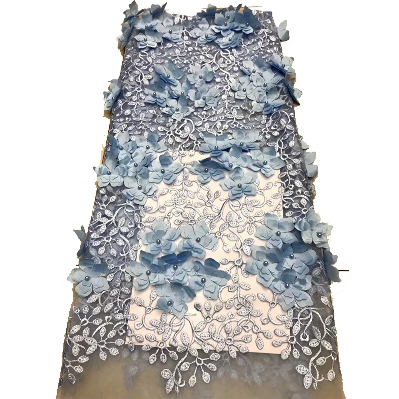three-dimensional 3D flowers embroidery tulle  lace fabric