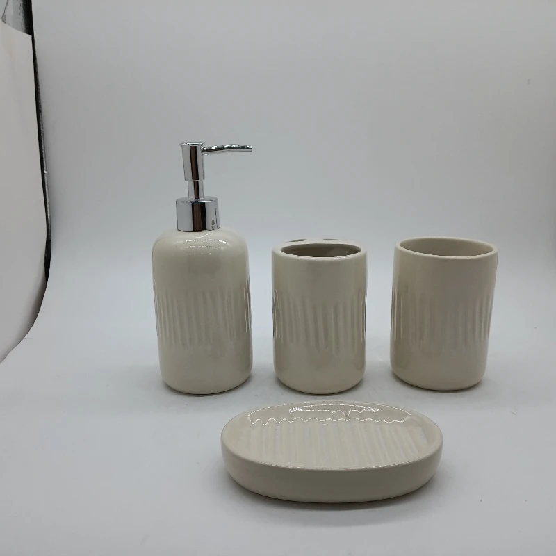 New designer Porcelain bathroom accessories set 5 piece bath decor ensemble marble ceramic bathroom set wholesale