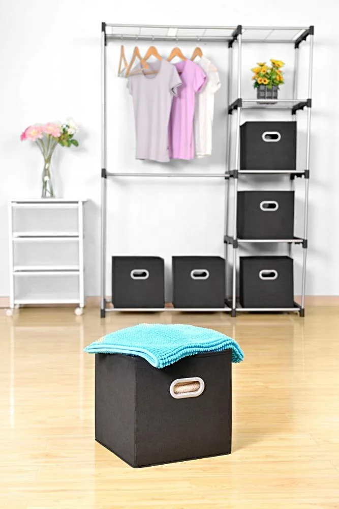 Home  Storage Bins Cubes Baskets Containers with Dual Plastic Handles for Home Closet Bedroom Drawers Organizers, Foldable