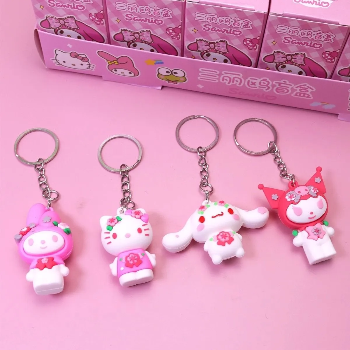 Anime kuromi melody Cinnamoroll figure Backpack pendant keychain blind box for Children Toys Gifts