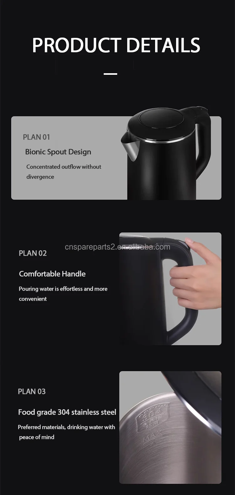 YUEKON Smart Portable Electric Kettle With Digital Display 1500w 1.5l Double Wall Electric Kettle With Touch Sensitive Control