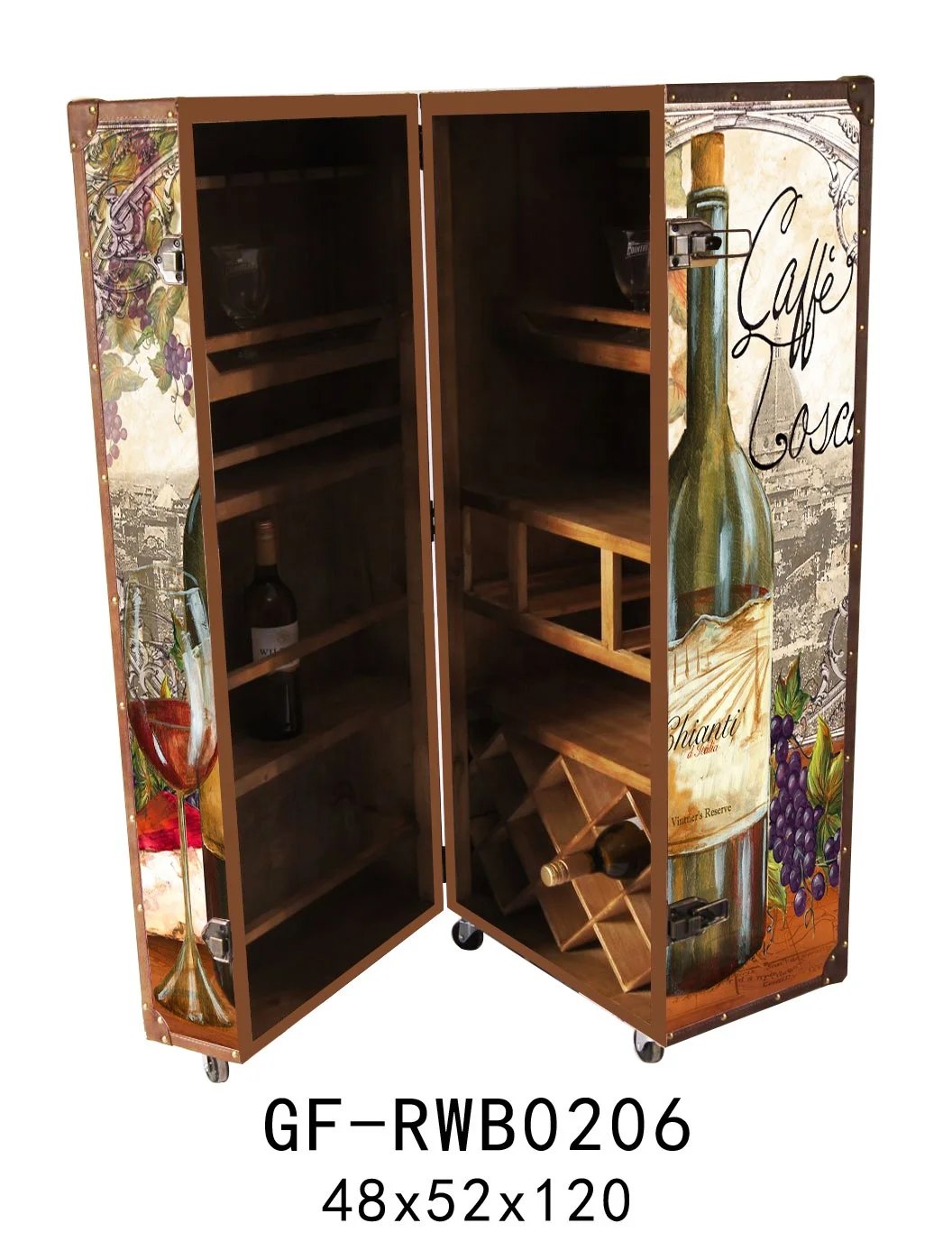 
Hot Selling Home Storage Living Room Furniture Wine Glass Display With Wheels Cabinet 