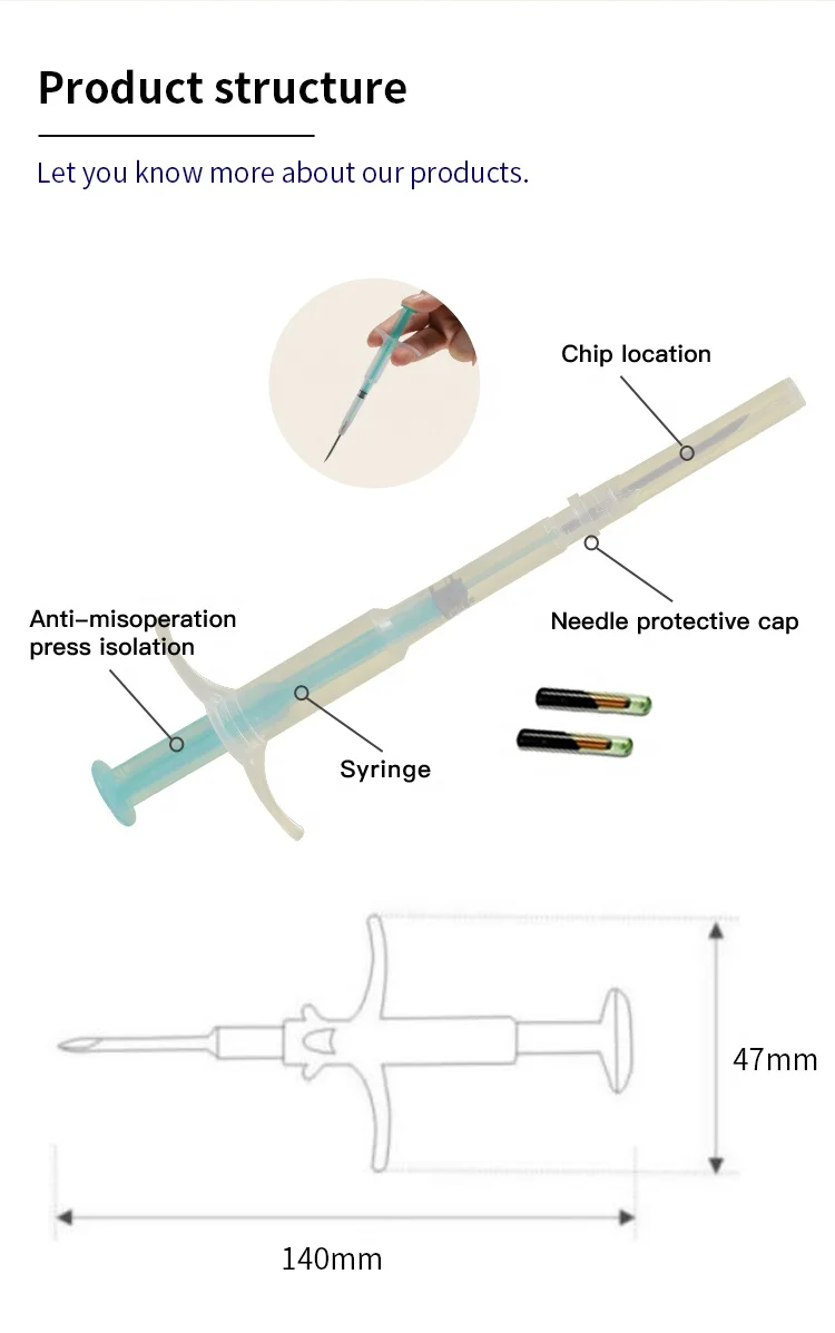 G-104 Animal ID 134.2KHZ Mini Glass Tag Injectable Microchip for Dogs Cats Pet RFID Transponder Microchip